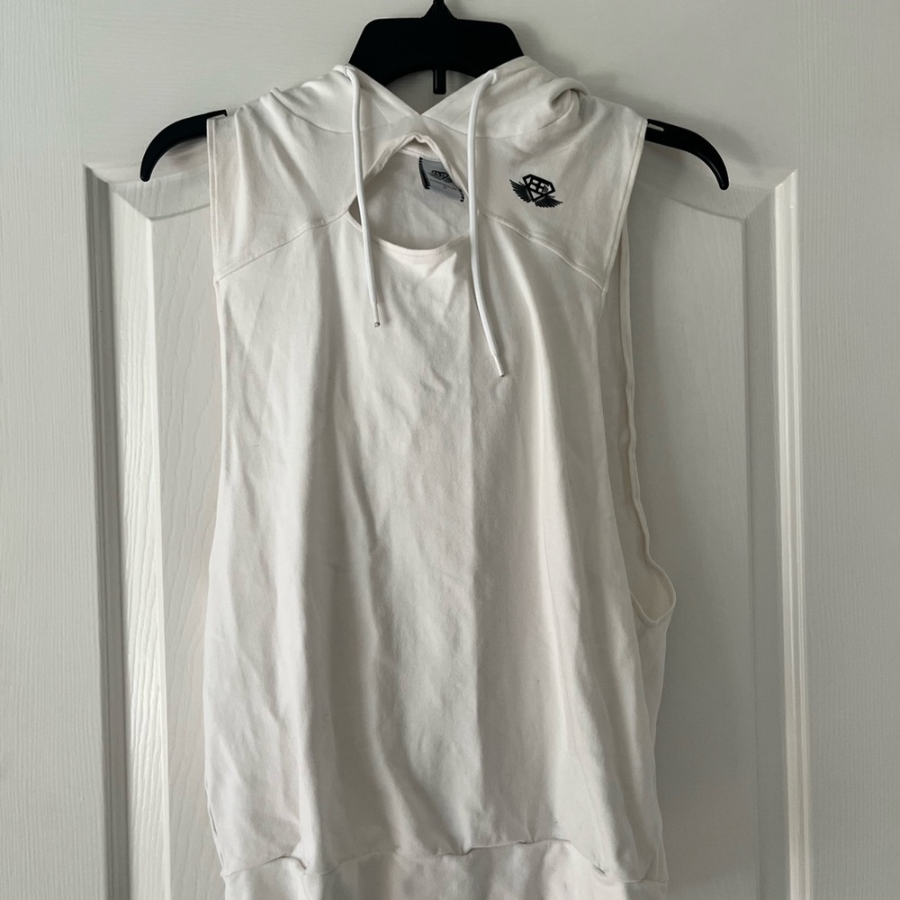 Women's White Sleeveless Hoodie by [Brand]